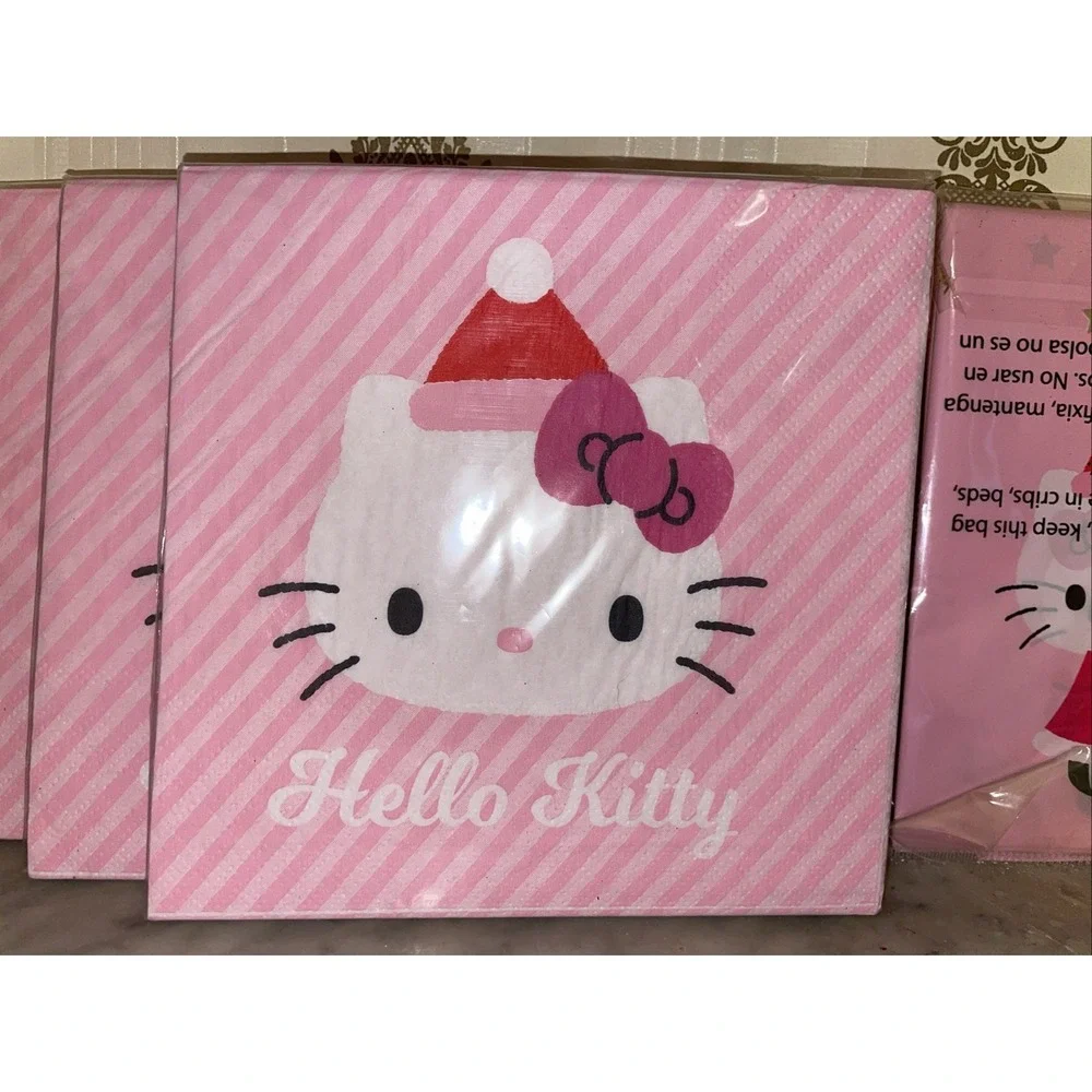 Hello Kitty Christmas Holiday Party Large‎ Tablecloths Pink Napkins Sanrio